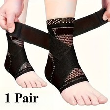 Adjustable Copper Compression Ankle Brace Support for Pain Sprain Relief Fast