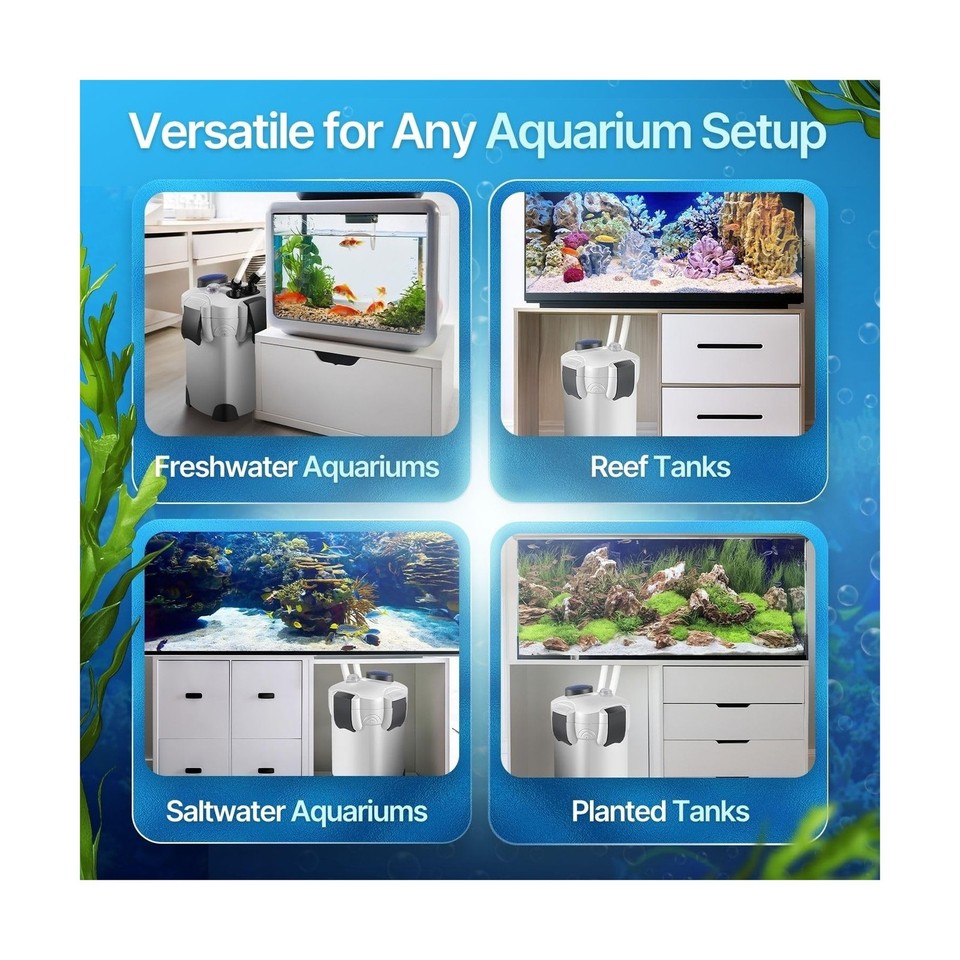 Curated visual reference: Visual Reference: Flexzion Aquarium Canister Filter With 525Gph Flow Rate Uv C