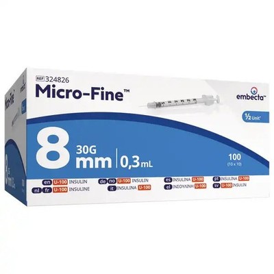 Insulinspritzen Microfine Plus 100 Stück  U100 - 0,3ml 30G  0,30 x 8mm