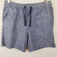 GAP Men's L Linen Blend Shorts Blue Pull On Drawstring Stretch Waistband