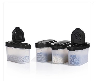 Tupperware Small Spice Shakers 4pcModular Mates FlipTop Sprinkle Pour BlackSeals