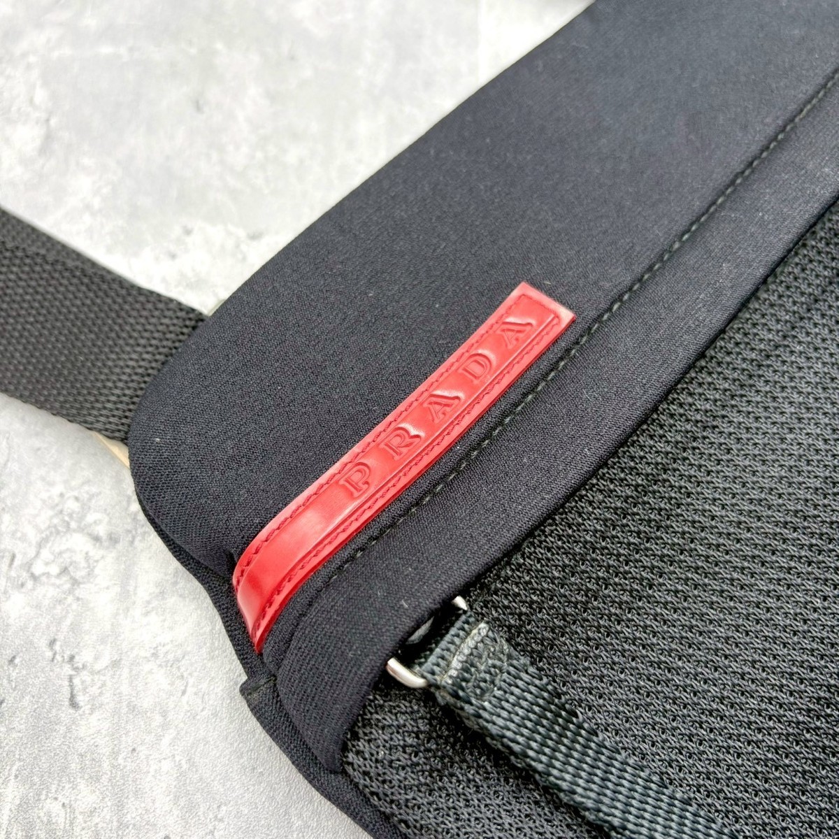 Prada Sports Black Mesh Sacoche Shoulder Bag Mini Pouch Shoulder