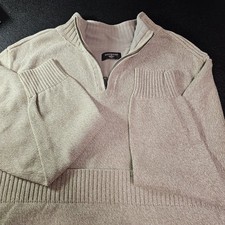 DOCKERS MENS 1/4 ZIP RIBBED MOCK NECK XL PULLOVER SWEATER CREAM TAN FALL COZY