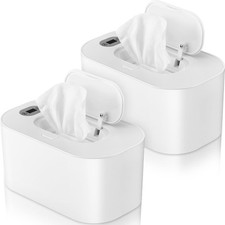 2 Pack Multi-Functional Baby Wipes Dispenser/Warmer, White, New
