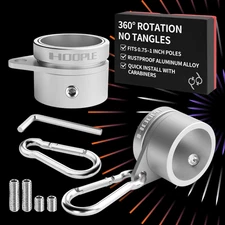 2pcs Flag Pole Ring Aluminum Alloy for 0.75-1 in Pole 360° Rotating Tangle Free