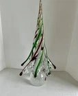 Vtg  Made In Murano Hand Blown Twisted Glass Christmas Tree, 11.5”,  Art decor