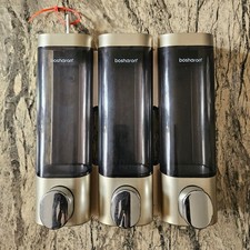 Shower Soap Dispenser Wall Mount 3 Chamber. Shower and Lotion Dispenser Gold 