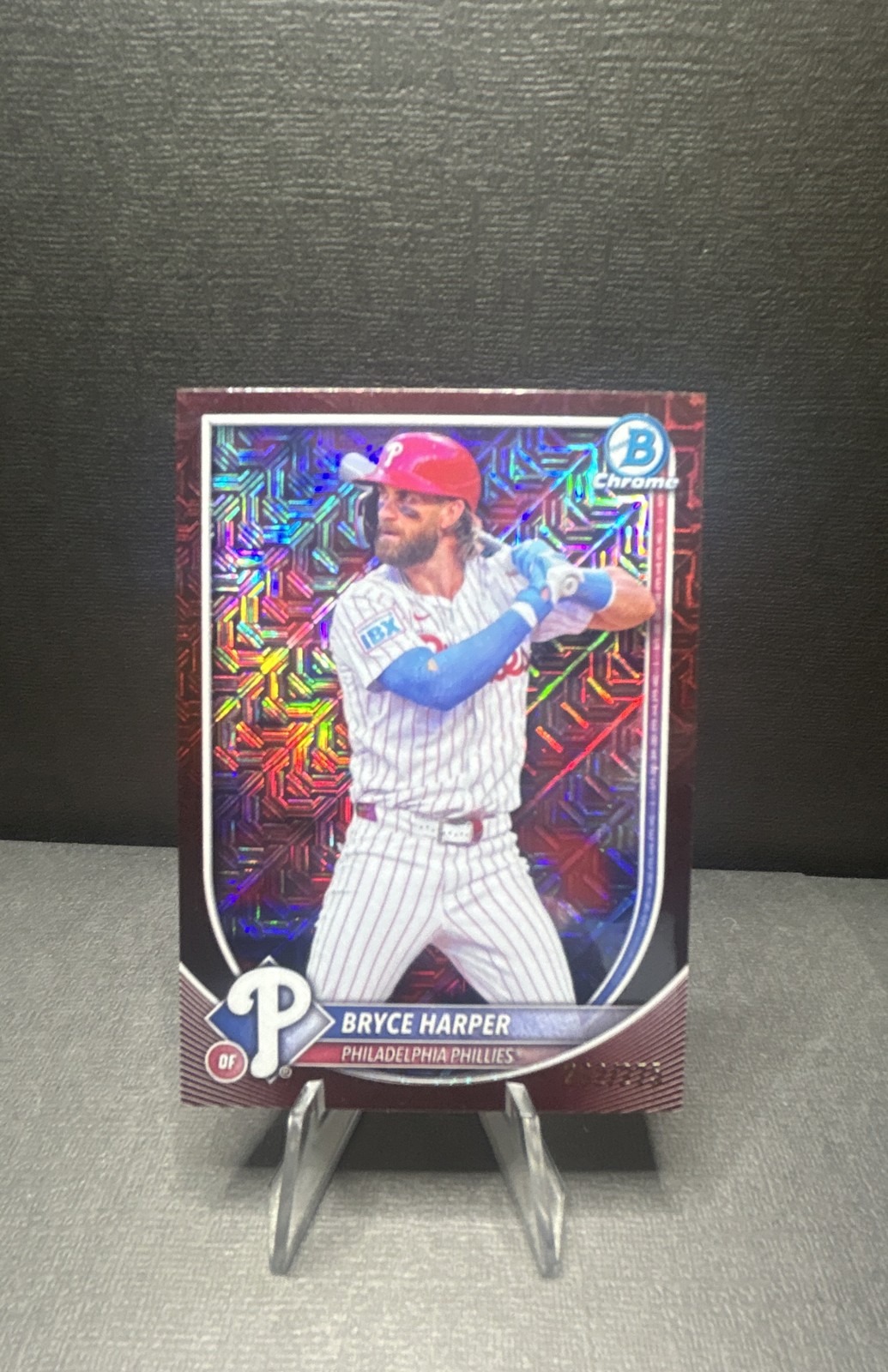 2025 Bowman - Bryce Harper #3 Chrome Burgundy Mojo Refractor /275