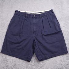 Vintage Polo Ralph Lauren Shorts Mens 36 Fits 34 Tyler Pleated Navy Twill