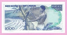 St. Thomas & Prince 1000 Dobras 1989 P 62 UNC (TK 19 106)