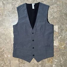 State And Liberty Suit Vest Mens Size 38 Grey Waist Coat Athletic Fit Buckle