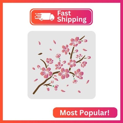 FINGERINSPIRE Cherry Blossom Stencil Template 11.8x11.8inch Plastic Cherry Bloss