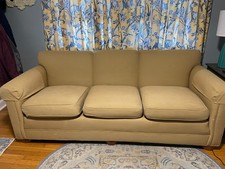 Ethan Allen 81inch L Sofa, tan color, welted seats and arms. USA made.