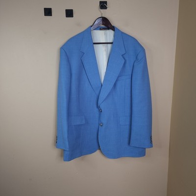 Stafford Two Button Wool Blend Blazer in Light Blue Size 48R