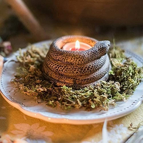 Candelabro de resina relieve serpiente enrollada candelabro adorno Foto 3 de 4