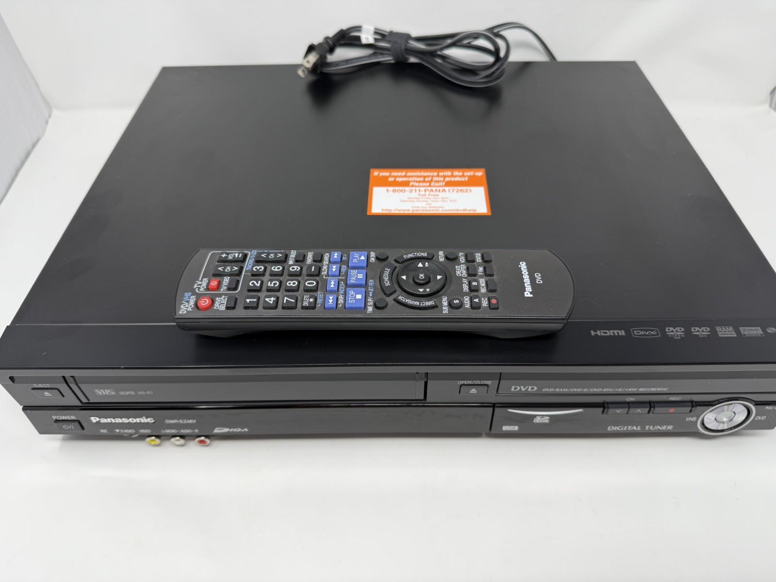 Panasonic DMR-EZ485V DVD Recorder VHS VCR Combo HDMI W/Remote/Cables NICE TESTED
