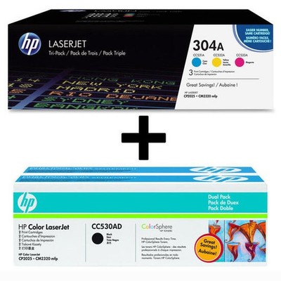 HP Original 304A Toner 5er Set - schwarz (2), cyan, magenta, gelb
