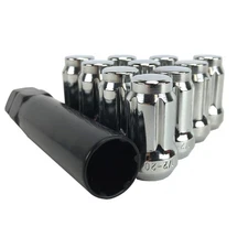 Set of (10) 1/2 Lug Nuts Chrome 6 Spline Closed End Lugnuts 1/2x20 Jeep w/ Key