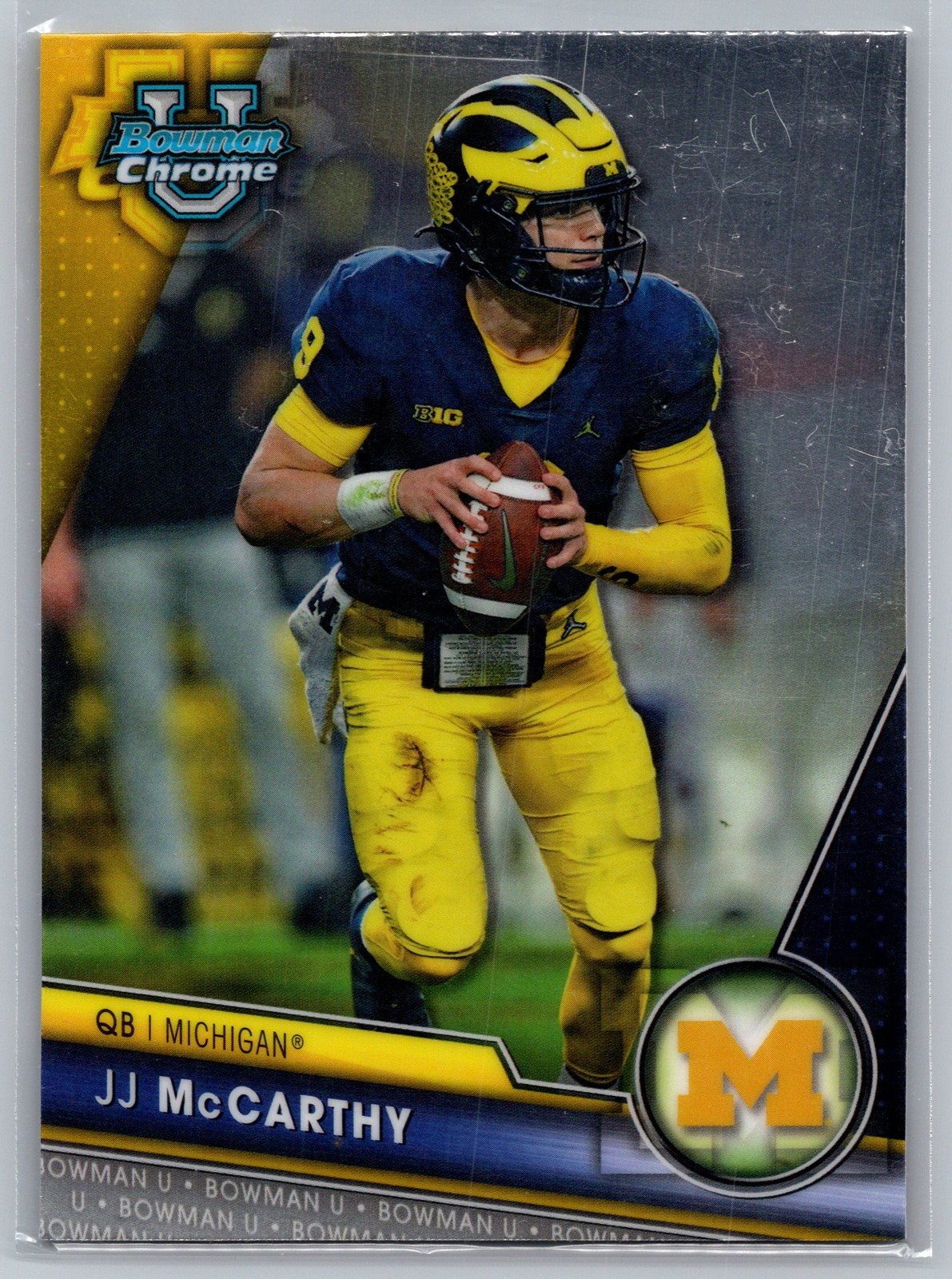 2023 Bowman University Chrome JJ McCarthy #124 Michigan Wolverines