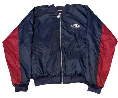 Vtg 80s Wilson Advantage Tennis Fleece Lined Navy Blue Red Bomber Jacket Small