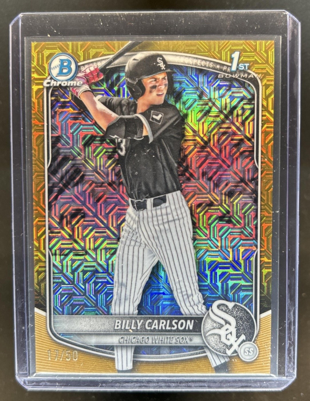 2025 Bowman Draft Billy Carlson Chrome Gold Refractor 1st #/50 White Sox