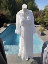 Italienisches Boho Spitzenkleid Maxikleid Wei...