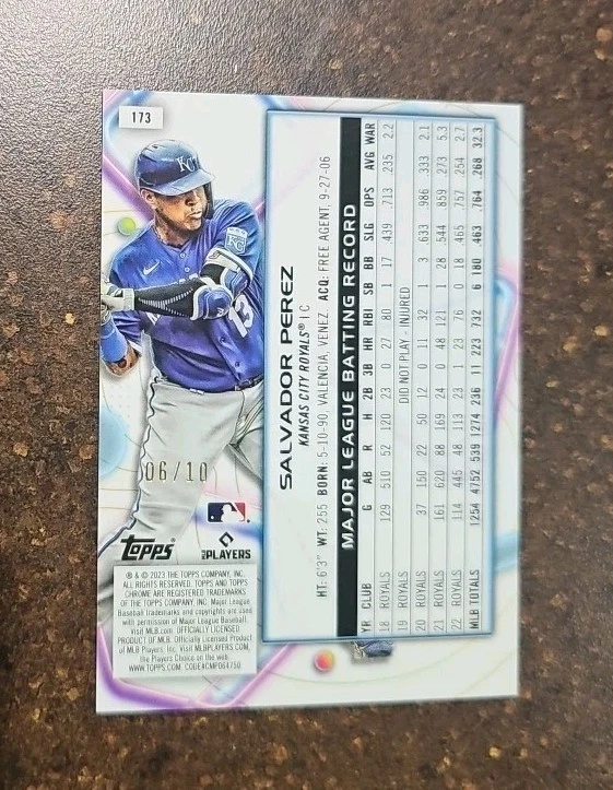 2023 Topps Cosmic Chrome /10🔥 Salvador Perez Black Eclipse SSP #173 Royals  - Image 2 of 2