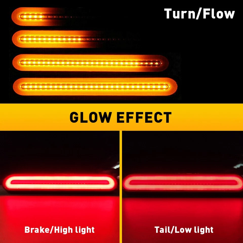 28LED Car DRL LED Light Bar Brake Flowing Turn Signal Stop Tail Strip Red Amber - Image 3 of 4