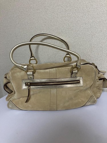 Coach 3681 Legacy Turnlock Beige Wildleder Leder Schultertasche Vintage aus Japan - Bild 2 von 10