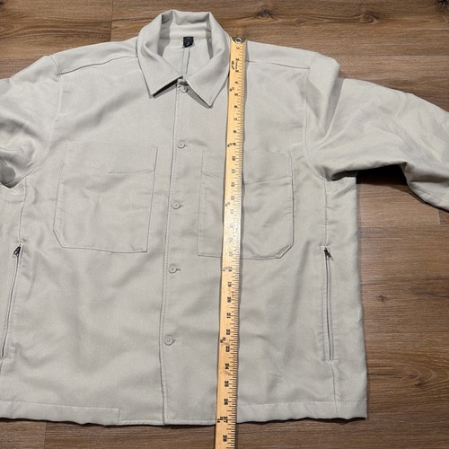 LULULEMON Men’s LARGE Beige Sueded Camp Collar Overshirt Button Jacket M3EWBS - Picture 13 of 15