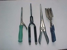 Lot of 4 Vintage Hair Crimping and Curling Irons - Wood Handles - Styling Tools