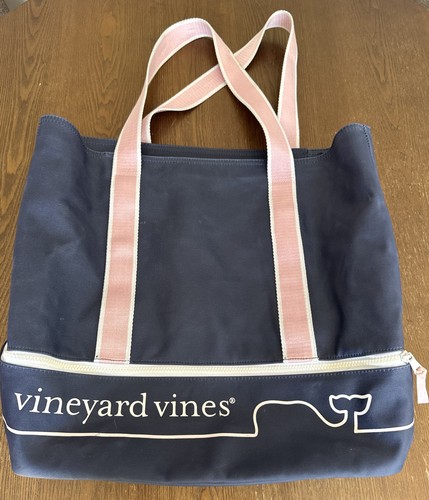 Vineyard Vines for Target Tote Bag Whale Beach Pool Picnic Large Navy Blue Pink