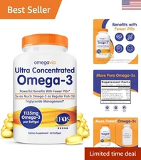 60 Burpless Softgels: Ultra Concentrated Omega-3 Fish Oil for Brain Health