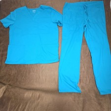 Scrubstar Unisex Scrub Set Electric Blue M Top/S Pants Straight Leg Drawstring