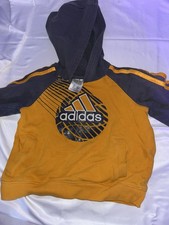 Kids Boys Adidas Size 3T orange And Grey Hoodie Hooded Sweatshirt