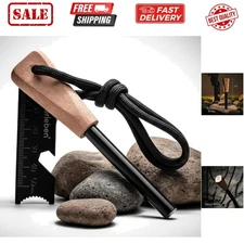 15,000 Strikes Waterproof Fire Starter & Multi-Tool Striker with Wood Handle