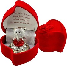  Love Heart Teddy Bear Red Celebration Rose Gift Boxed Glass Valentines Day Gift