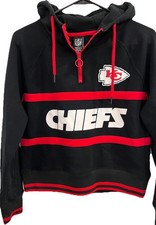 Kansas City Chiefs Youth 1/4 Zip Hoodie. Black Red NFL Team Apparel. Youth Med.