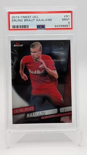2019 Topps Finest UCL Erling Braut Haaland PSA 9 RC Rookie #91