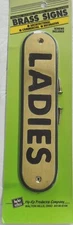 Vint HY-KO LADIES Solid Brass Decorative Door Sign Wall Plaque Heavy Duty BR-101