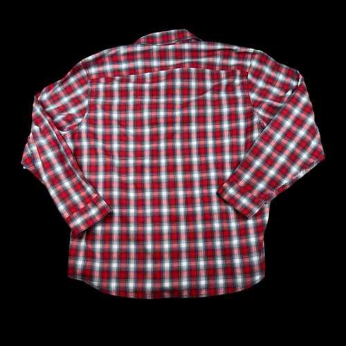 Wrangler Men’s Flannel Plaid Button Down Long Sleeve Shirt Red White Blue 2XL - Picture 3 of 5