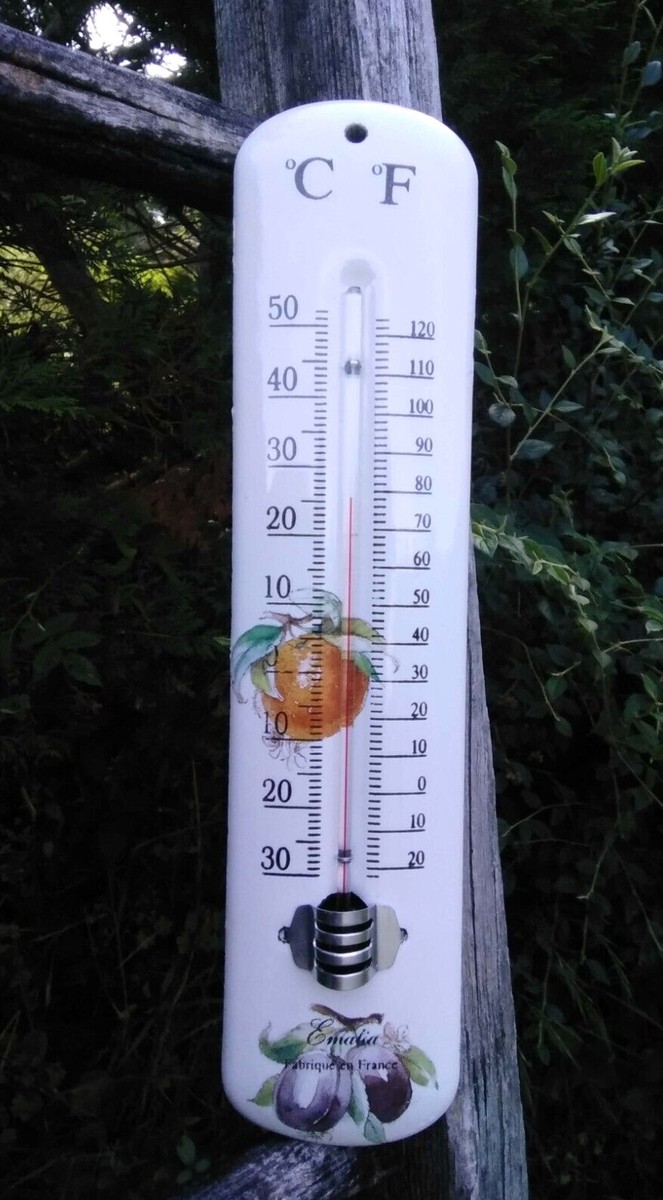 Thermomètre Émail Véritable 25 Cm – Pot De Fleurs – Arémail Emalia – France