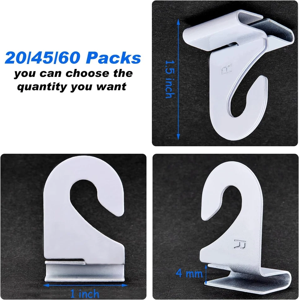 60 pares de ganchos de techo abatibles para colgar barras en T derecha e izquierda blanco colgante de techo Foto 2 de 4