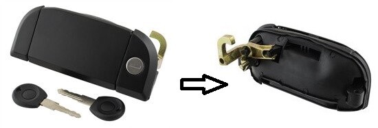 Serrure bloquée ? Poignée avant gauche noire avec clés pour dépanner votre VW Transporter T4