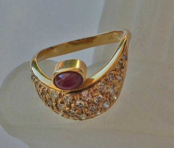 *Brilliant ring ring with ruby brilliant 0.55 ct … - image 10