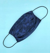 Cotton Face Mask With Filter Pockets Washable Handmade Blue Tie Dye Pattern
