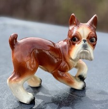 Vtg Hand Painted Pouting Boxer Dog 1960s Pacific Japan 4 1/2" Ceramic Figurine