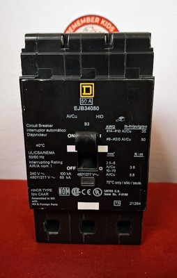 SQUARE D EJB34050 50AMP  480V 3P Bolt On Circuit Breaker SHIPS SAME DAY