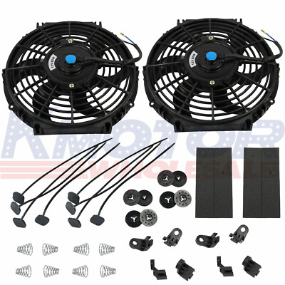 2 Sets Universal 10'' Electric Radiator Cooling Slim Fan Push Pull Mounting Kit