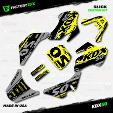 Gray & Yellow Slick Camo Racing Graphics kit Fits 03-06 Kawasaki Kdx50 Kdx 50